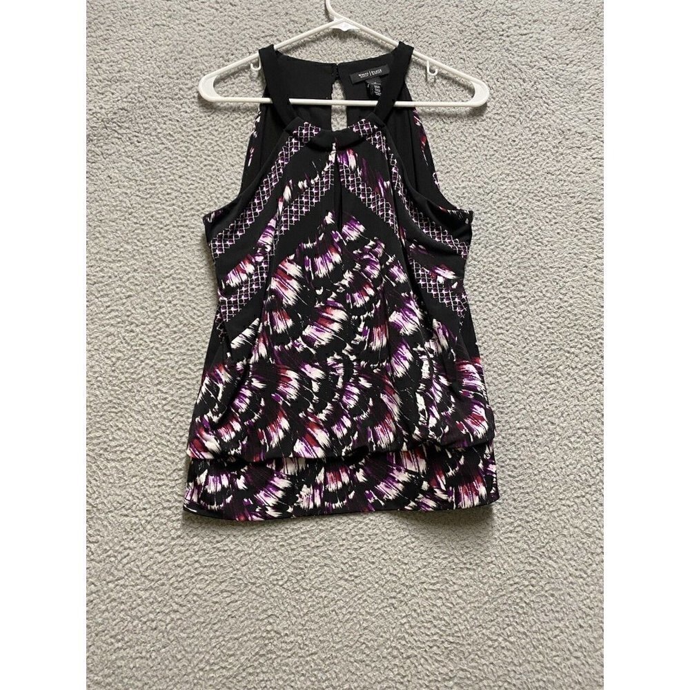 White House Black Market Sleeveless Lined  Blouse Medium Purple Red Black